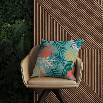 Warren Reed Designer Abstract Bright Colorful Tropical Leaves Outdoor Cushion 60Cm X 60Cm