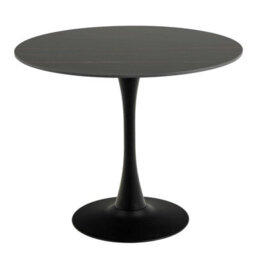 Wyld Haus Mombasa 900mm Matt Black Ceramic Round Dining Table With 4 Light Grey Fabric Chairs - thumbnail 3