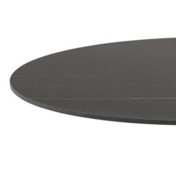Wyld Haus Mombasa 900mm Matt Black Ceramic Round Dining Table With 4 Light Grey Fabric Chairs - thumbnail 4