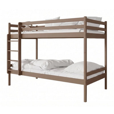 Arte Nico Milk Chocolate Wooden Bunk Bed With Storage 90 X 200Cm - With 2 Foam Mattresses - image 1