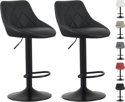 MCC Direct Set Of 2 Height Adjustable Kitchen Bar Stool Breakfast Chairs With Footrest Black - Stanley - image 1