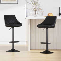 MCC Direct Set Of 2 Height Adjustable Kitchen Bar Stool Breakfast Chairs With Footrest Black - Stanley - thumbnail 5
