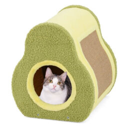 Costway Avocado-Shaped Cat House Cute Cat Shelter 35 X 33 X 40 Cm-Green - thumbnail 9