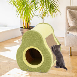Costway Avocado-Shaped Cat House Cute Cat Shelter 35 X 33 X 40 Cm-Green - thumbnail 3