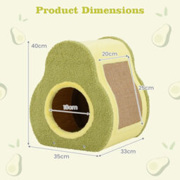 Costway Avocado-Shaped Cat House Cute Cat Shelter 35 X 33 X 40 Cm-Green - thumbnail 2