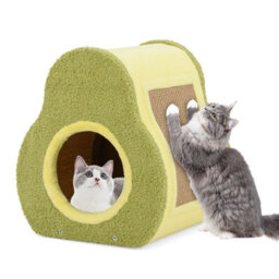 Costway Avocado-Shaped Cat House Cute Cat Shelter 35 X 33 X 40 Cm-Green