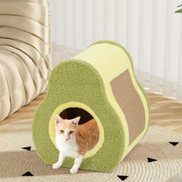 Costway Avocado-Shaped Cat House Cute Cat Shelter 35 X 33 X 40 Cm-Green - thumbnail 4