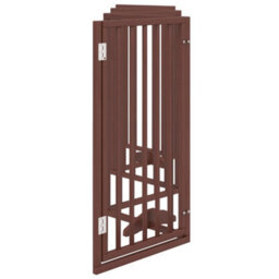 Walplus Brown Dog Gate With Door Foldable 6 Panels 300 Cm Poplar Wood - thumbnail 5