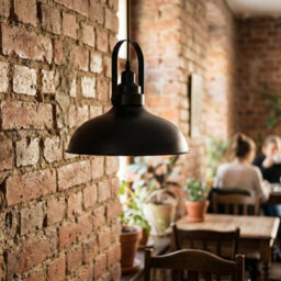 Ledsone Vintage Style Black Metal Ceiling Pendant Light 36Cm W Curvy Shape Industrial E27 Large Lamp Shade Fitting Fixtures - thumbnail 4
