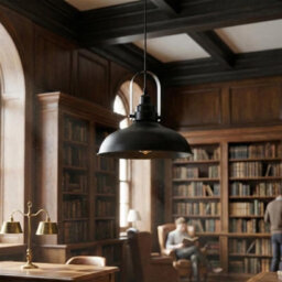 Ledsone Vintage Style Black Metal Ceiling Pendant Light 36Cm W Curvy Shape Industrial E27 Large Lamp Shade Fitting Fixtures - thumbnail 3