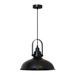 Ledsone Vintage Style Black Metal Ceiling Pendant Light 36Cm W Curvy Shape Industrial E27 Large Lamp Shade Fitting Fixtures - thumbnail 2
