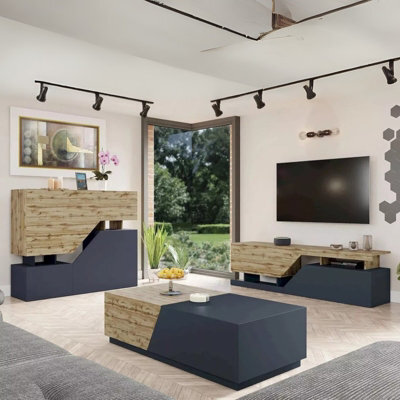 Ceelias Living Room Set Tv Stand Sideboard Coffee Table  Modern Finish Anthracite Wotan - image 1