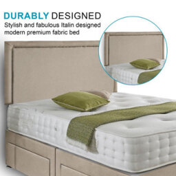 Dining Tables Seoul Matching Headboard Divan Set, 2 Drawer On Same Side With Sprung 1500 Comfort Mattress - Plush Almond - King - thumbnail 3
