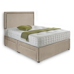 Dining Tables Seoul Matching Headboard Divan Set, 2 Drawer On Same Side With Sprung 1500 Comfort Mattress - Plush Almond - King - thumbnail 4