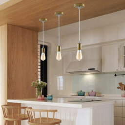 3 Pack Vintage Industrial Gold Pendant Lights Adjustable E27 Hanging Ceiling Lamp Holders For Bedroom, Kitchen & Conservatory - thumbnail 5