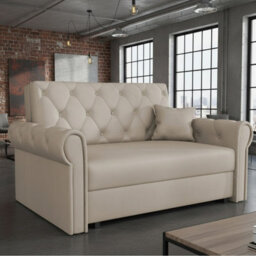 Viva Roma Ii Sofa Bed For Living Room With Sleeping Function Storage Metal Legs Wooden Frame 148X85X98Cm Beige - thumbnail 1