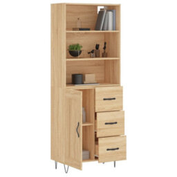 Berkfield Highboard Sonoma Oak 69.5X34X180 Cm Engineered Wood - thumbnail 3