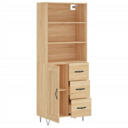 Berkfield Highboard Sonoma Oak 69.5X34X180 Cm Engineered Wood - thumbnail 4