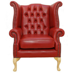 Chesterfield High Back Wing Chair Vele China Red Bespoke In Queen Anne Style - thumbnail 2
