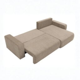 Piano L Maxi Ribbed Corduroy Corner Sofa Bed Universal Lr Poso Cord Fabric With Storage Sleeping Function Cream - thumbnail 4