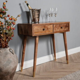 Elm Home And Products Elm Home And Garden Solid Mango Wood Dark Oak Finish Console Hall Table  H 57 X W 115 X D 40 Cm - thumbnail 1