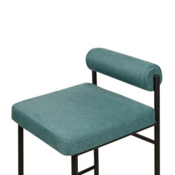 Wyld And Coco Novahome Teal Bar Chair Set Of 2 With Roll Backrest, Armless, Compact Velvet-Effect Fabric, Matt Iron Legs - thumbnail 6