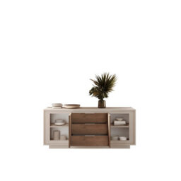 FurniComp LTD Furnicomp Berlin 2 Door 3 Drawer 180Cm Cashmere And Mercure Oak Sideboard - thumbnail 3