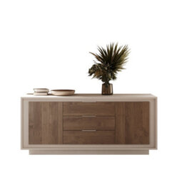 FurniComp LTD Furnicomp Berlin 2 Door 3 Drawer 180Cm Cashmere And Mercure Oak Sideboard - thumbnail 2