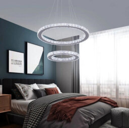 Led Crystal Chandelier Silver Pendant Light 3 Color Lights (50+30Cm) - thumbnail 5