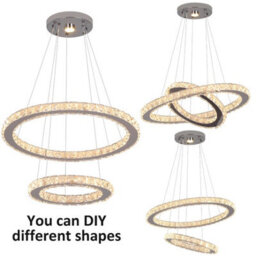 Led Crystal Chandelier Silver Pendant Light 3 Color Lights (50+30Cm) - thumbnail 2