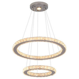 Led Crystal Chandelier Silver Pendant Light 3 Color Lights (50+30Cm)