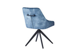 Rest Relax Milo Velvet Dining Chairs - Swivel Black Legs (Pair) Blue - thumbnail 3