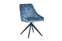 Rest Relax Milo Velvet Dining Chairs - Swivel Black Legs (Pair) Blue - thumbnail 2
