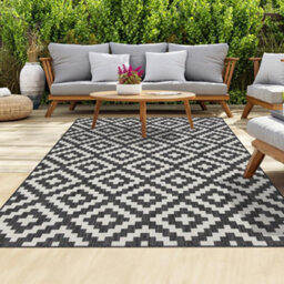 Homeart Outdoor Rugs Easy Cleaning Area Rugs For Balcony,garden,picnic,uv Weather Resistant D.anthracite Cream, 140 X 200 Cm
