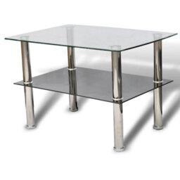 Berkfield Coffee Table Glass 2 Tiers - thumbnail 2