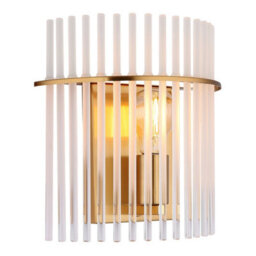 Luminosa Lighting Luminosa Gorley Wall Lamp Gold Colours Matt Opal Glass Shade 1X E27