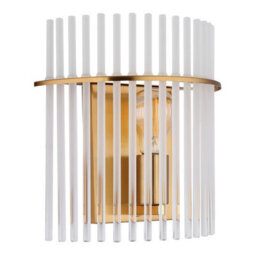 Luminosa Lighting Luminosa Gorley Wall Lamp Gold Colours Matt Opal Glass Shade 1X E27 - thumbnail 2