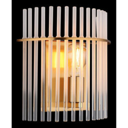 Luminosa Lighting Luminosa Gorley Wall Lamp Gold Colours Matt Opal Glass Shade 1X E27 - thumbnail 4