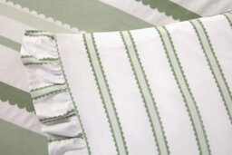 Rapport Home Maya Stripe Polycotton Reversible Duvet Cover Set With Pillowcase Double Green - thumbnail 2