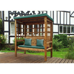 Marlborough Traditional Ewolth Three Seater Arbour With 1 X Winchester Cushion Green & 2 X Scatter Cushion Green - thumbnail 1