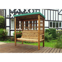 Marlborough Traditional Ewolth Three Seater Arbour With 1 X Winchester Cushion Green & 2 X Scatter Cushion Green - thumbnail 3