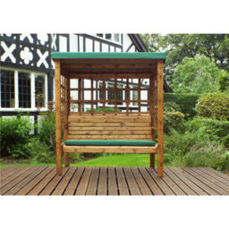 Marlborough Traditional Ewolth Three Seater Arbour With 1 X Winchester Cushion Green & 2 X Scatter Cushion Green - thumbnail 2