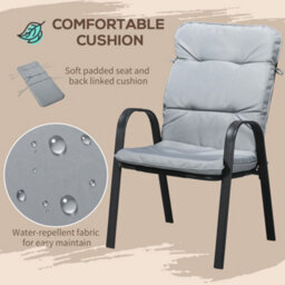 Outsunny Garden Dining Set, Glass Table W/ Umbrella Hole Grey - thumbnail 6
