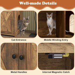 Costway Cat Litter Box Enclosure Wooden Cat House Side Table Storage Cabinet - thumbnail 9