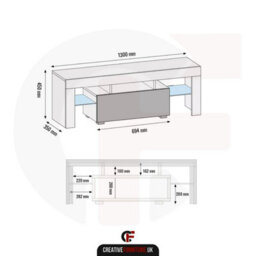 Creative Furniture Floe Tv Unit 130Cm - White & Grey Gloss Doors - thumbnail 7