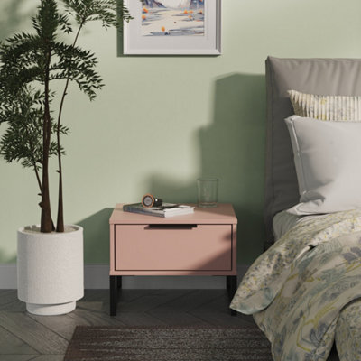 Beijing 1 Drawer Bedside Cabinet In Kobe Pink (Ready Assembled) - image 1