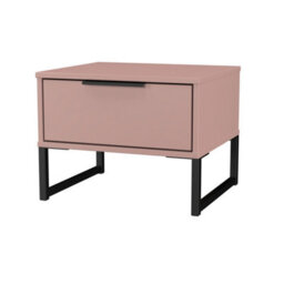 Beijing 1 Drawer Bedside Cabinet In Kobe Pink (Ready Assembled) - thumbnail 4
