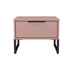 Beijing 1 Drawer Bedside Cabinet In Kobe Pink (Ready Assembled) - thumbnail 2