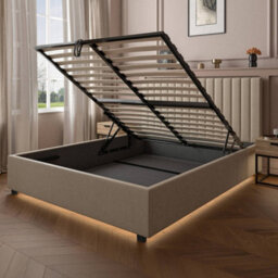 X Rocker Xr Living Maisie Velvet Ottoman Bed With Under Frame Led Lights - Double - Natural Stone - thumbnail 6