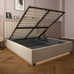 X Rocker Xr Living Maisie Velvet Ottoman Bed With Under Frame Led Lights - Double - Natural Stone - thumbnail 5